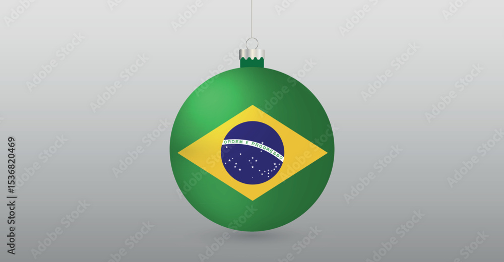 Fototapeta premium Green Christmas ball with Brazil flag Editable file.
