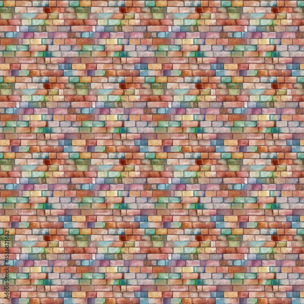 Fototapeta premium Watercolor pastel brick seamless pattern background