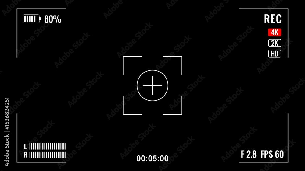 Camera recording screen interface black background displaying recording ...