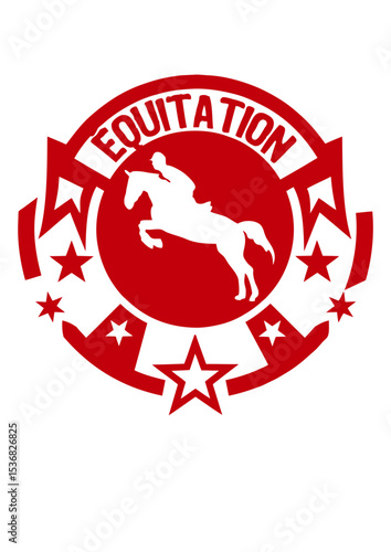 equitation tampon logo cavalier cheval obstacle
