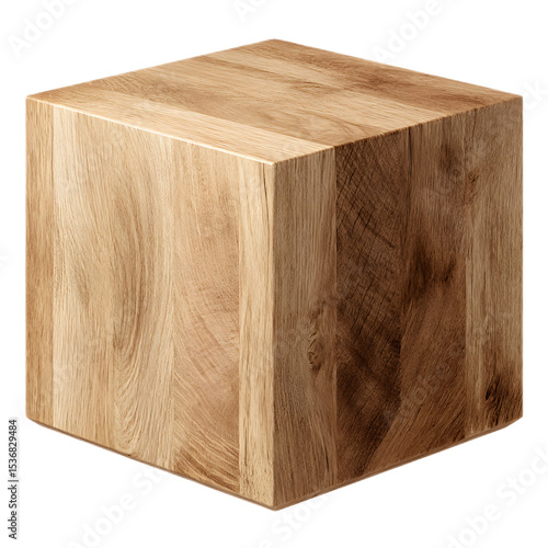 A minimalist Scandinavian inspired cube side table crafted from solid light colored oak wood providing a natural and elegant accent piece for modern interiors