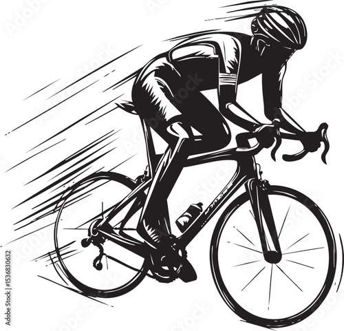 Cycling man silhouette vector graphic