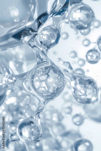 Wallpaper Mural A microscopic abstract visualization of skin cells plumping with hydration shown as glowing spheres absorbing fluid light particles Torontodigital.ca