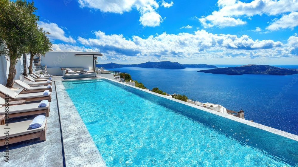 Obraz premium Stunning infinity pool with breathtaking ocean views.