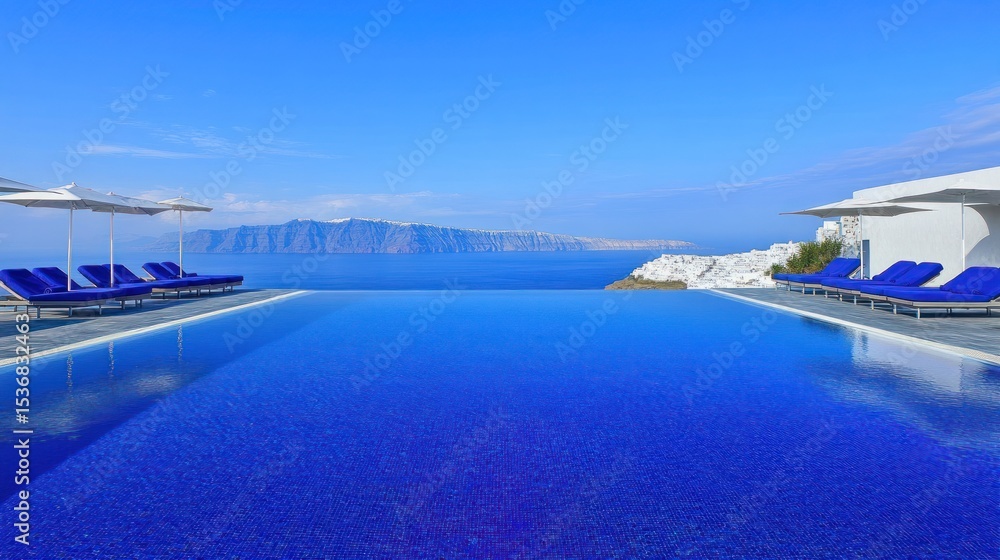 Fototapeta premium Infinity pool with panoramic ocean views.