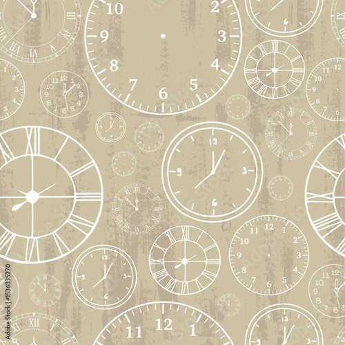Stylish beautiful clock vector pattern. Time, watch, schedule, business, management, plan, work and urgency concept. Vector illustration