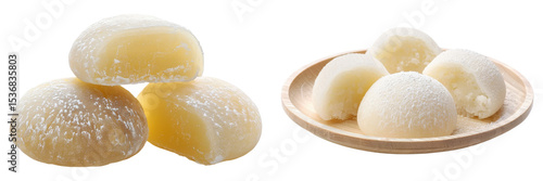 Mochi dessert close up shot on transparent background