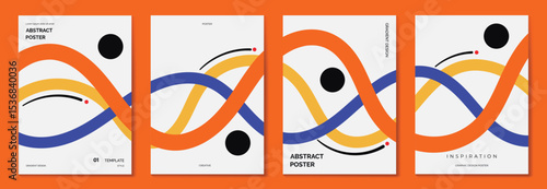 Autumn gradient poster background vector set. Minimalist cover template with geometric shape. Ideal design for social media, banner, autumn season card.