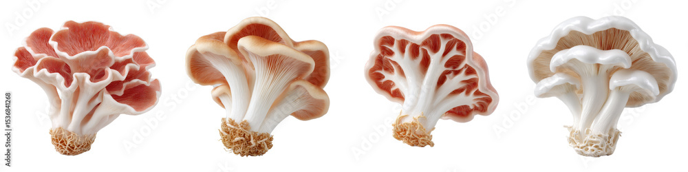 Fototapeta premium Fresh and Colorful Mushrooms on White Background for Culinary Use