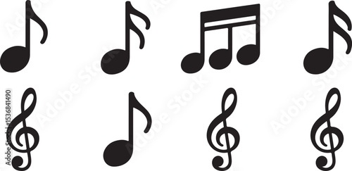 Collection of musical notes and clefs