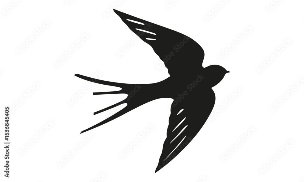 Obraz premium Elegant Swallow Bird Silhouette A Vector Illustration of a Soaring Bird