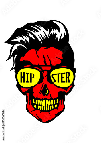 tete de mort hipster crane coiffure lunette mot