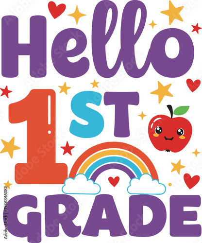 3rd grade dude, back to school colorful typography design Hello Third Grade first day of school Back To School rainbow Premium T-Shirt SVG Free Instant Download