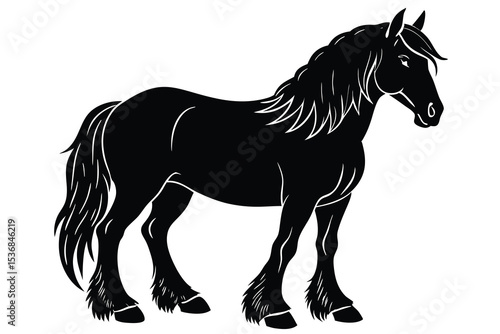 Clydesdale horse silhouette vector elements majestic draft horse simple icon Illustration.