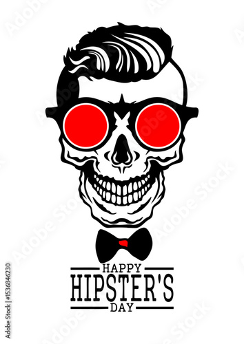 tete de mort hipster happy citation lunette noeud crane