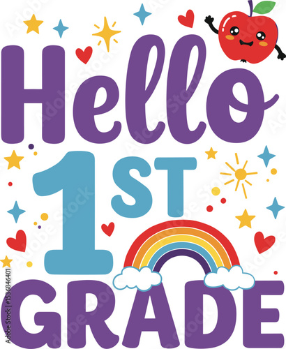 3rd grade dude, back to school colorful typography design Hello Third Grade first day of school Back To School rainbow Premium T-Shirt SVG Free Instant Download