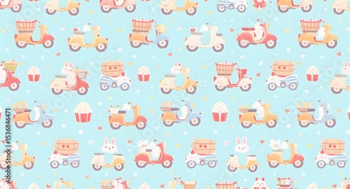 vector seamless pattern with motorcycle