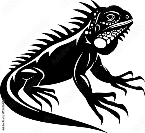 Wallpaper Mural Iguana silhouette black and white vector illustration Torontodigital.ca