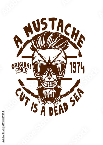 tete de mort hipster citation mustache cut dead sea barbe since