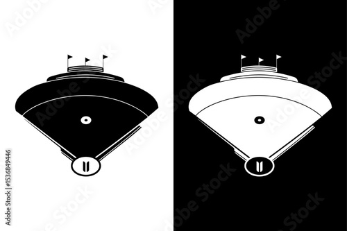 Sports Field Icon — Baseball Field Silhouette.