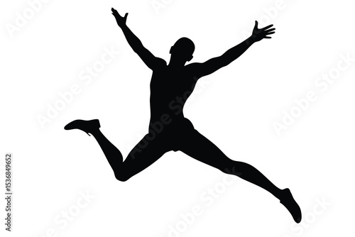 Silhouette of Man Jumping Vector Style Ideal for Action Sports Fitness Logo or Design Projects
