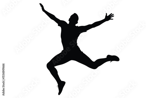 Silhouette of Man Jumping Vector Style Ideal for Action Sports Fitness Logo or Design Projects