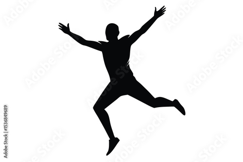 Silhouette of Man Jumping Vector Style Ideal for Action Sports Fitness Logo or Design Projects