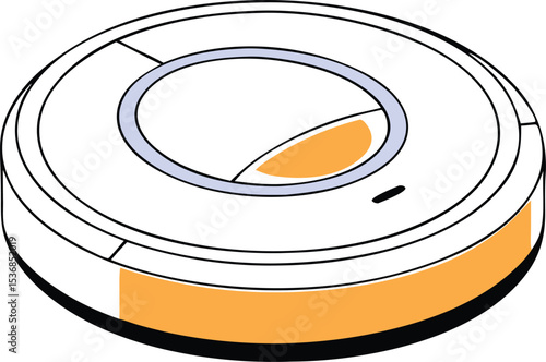 Isometric illustration of a modern robot vacuum cleaner with transparent background