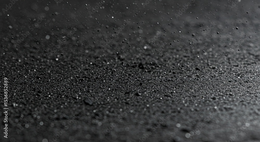 Abstract macro photograph of black asphalt with small particles and bokeh effect. Abstract macro photograph of black asphalt with small particles and bokeh effect.