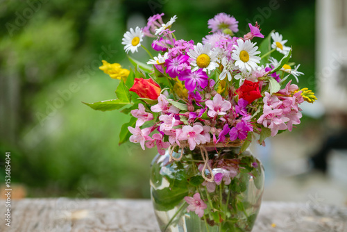 Wallpaper Mural Beautiful bouquet of summer wild flowers in a green garden Torontodigital.ca