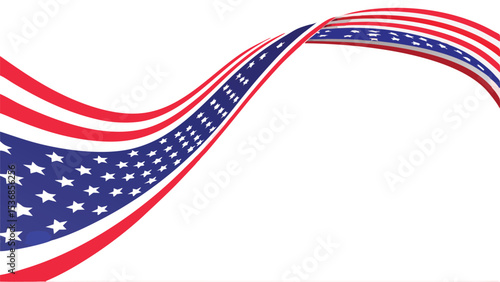 Waving american flag design with red stripes and white stars on a blue field illustration art