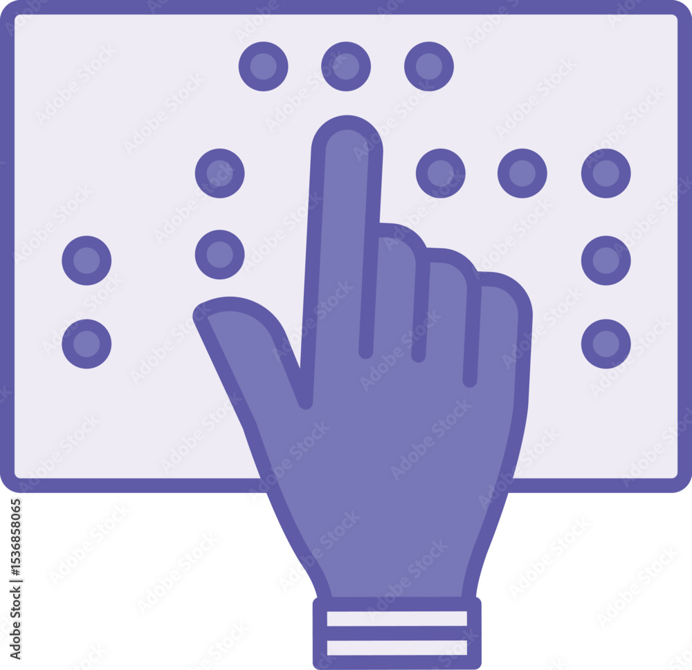 Obraz premium Colored Braille Icon. Vector Illustration. Raised Dot Tactile Font for Writing and Reading of Blind People. Disability Concept