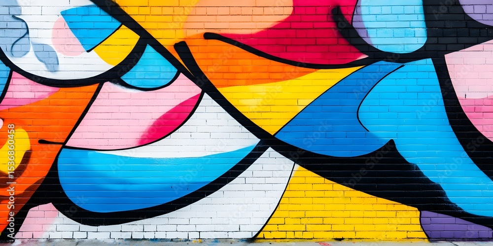 Fototapeta premium Vibrant Abstract Graffiti Wall Art Mural