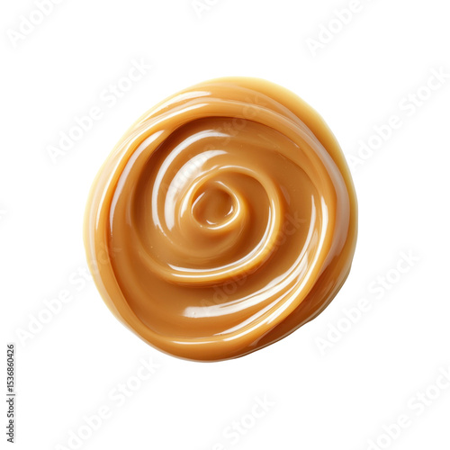 Swirled Caramel Sauce, Delicious Sweet Treat, Top View