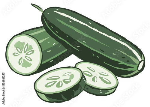 Fresh cucumber vegetable illustration for healthy eating and vegan diet concept delicious food vector
