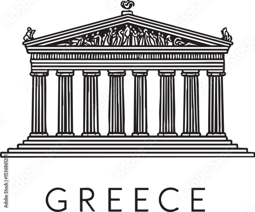 greece country name in classical single line isolated