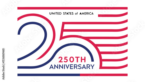 A graphic design celebrating the united states of america's 250th anniversary in red and blue