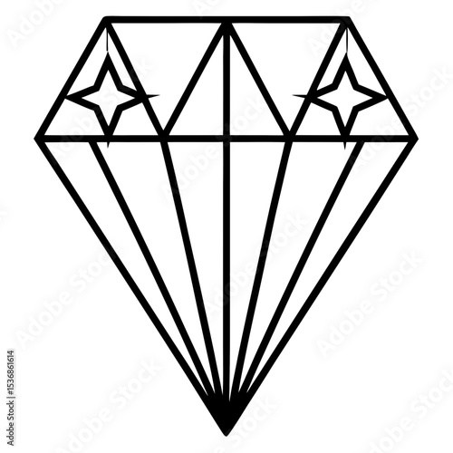 Diamond Stud Line Art