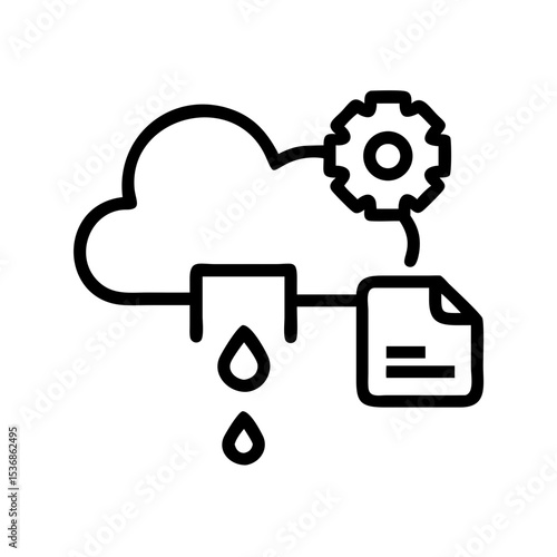 Cloud storage data leak concept with gear and document illustration  
