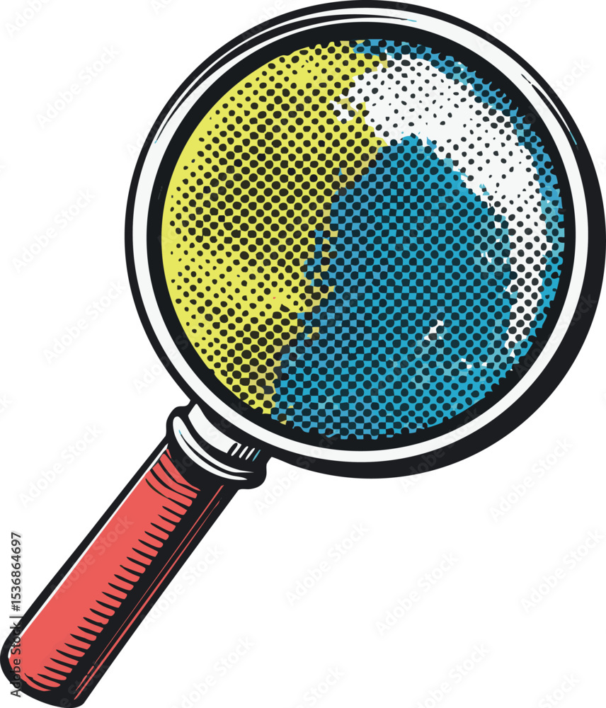Comic book style magnifying glass search icon Comic book style magnifying glass search icon