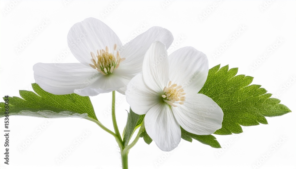 Obraz premium white flower stem isolated on white background. AI Generate