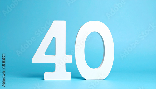 Free Download White wooden number 40. Blue backdrop. - GFXLoad