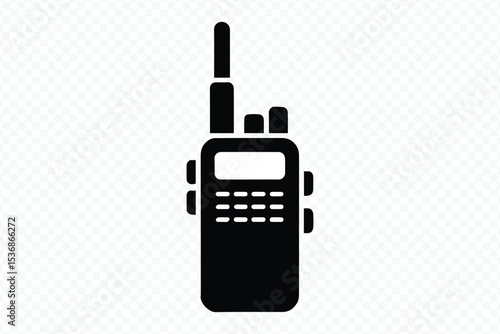 Flat design black and white walkie talkie icon for communication Vector