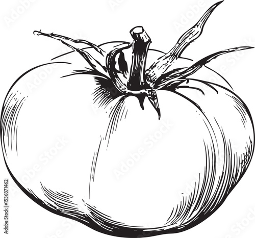 tomato line art sketch isolated on white
