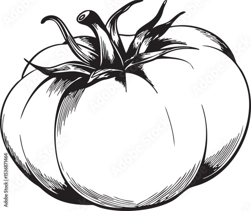 tomato line art sketch isolated on white