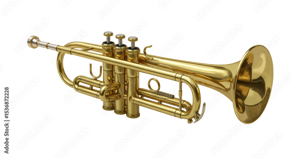 Obraz premium Isolated Gleaming Brass Trumpet Musical Instrument
