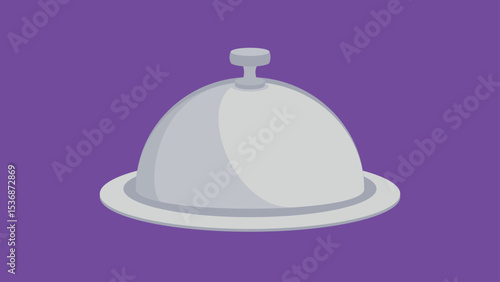 Restaurant cloche with lid isolated on purple background. Vector illustration