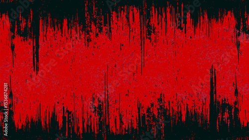 Red background with black brush strokes on both top and bottom.