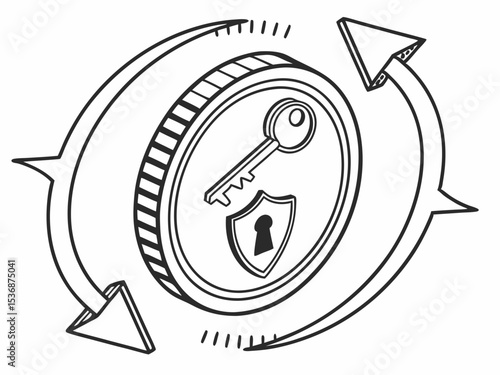 Professional Black And White Icon Of A Cryptocurrency Coin Wit Icon