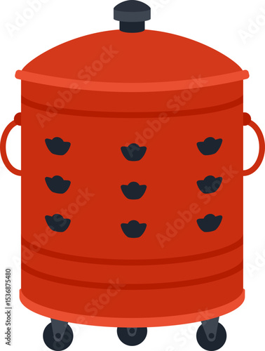 Red Chinese Joss Paper Burning Bin Flat Vector.
Traditional Incinerator Bin for Ancestor Worship.
Joss Paper Burner Flat Illustration isolated.
Chinese Festival Icon.
Transparent background. SVG file.